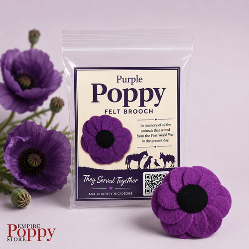 Purple flanders felt brooch - flanders, uk
