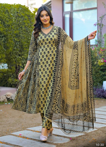 Women green printed salwar - printed,