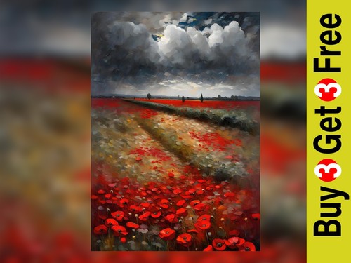 Vibrant poppies field oil - poppies,
