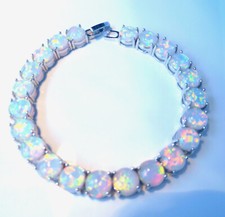 EXQUISITE  WHITE   FIRE OPAL   BRACELET  7.5" to  8"
