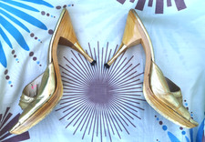 VINTAGE 1950S MULES SHOES GOLD