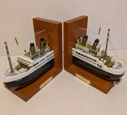 Titanic wooden bookends - titanic,