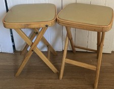 2 Vintage Retro Folding Stools