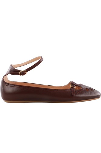 Chloé burgundy leather ballet - burgundy,