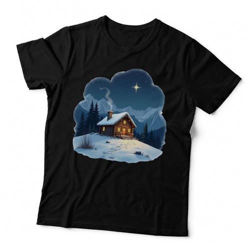 Watercolor log cabin snowy - cabin,