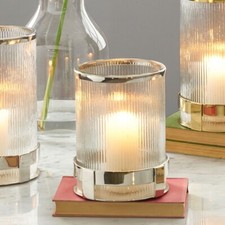 Ribbed Hurricane Vase Silver