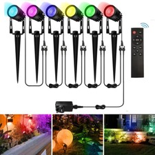 4/6x RGB Garden Spike Lights Mains Powered LED Color Changing Outdoor Spotlights