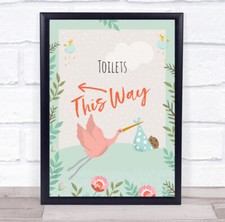 Stork With Baby Shower Green