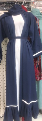 Blue and white abaya brand - and,