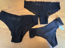  3x Gilly Hicks Cheeky Ladies Briefs Knickers Size XS black lace New no tags