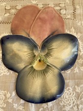 Olfaire Flower Orchid Pansy Vase Wall Pocket Majolica Portugal Vintage Very Rare