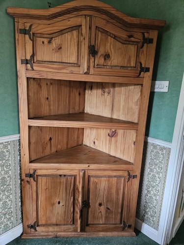 Pine corner cupboard 72in tall - cupboard,