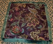 VOYAGE MAISON Ikon "Adhara" Sapphire Fringed Velvet Cushion Cover