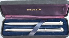 VINTAGE TIFFANY & CO STERLING SILVER T CLIP PEN & PENCIL SET c1990