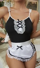 ****NEW* BLACK AND WHITE FRENCH MAID COSTUME WITH APRON