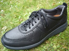 Clarks WAVE WALK Un Coast form Black Leather Shoe Men WIDE-FIT UK-8.5 H  42.5 W