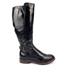 Clarks Knee Boots Black Patent Leather Heels Size 5