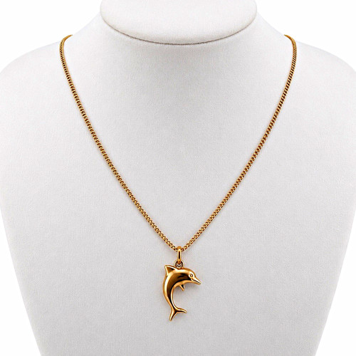 9ct gold dolphin pendant - dolphin, &