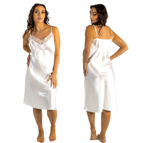 White silky shiny sexy satin - white,