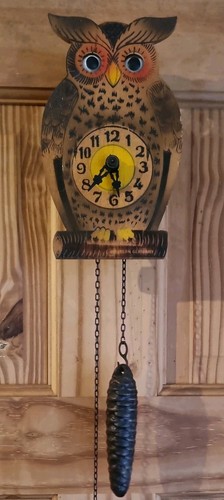 Vintage owl wall clock made - clock,