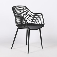 Modern Mesh Moulded Piazza Black Plastic Dining Chair With Arms Restaurant