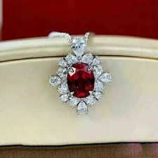 3.39 Ct Oval Cut Ruby Pendant