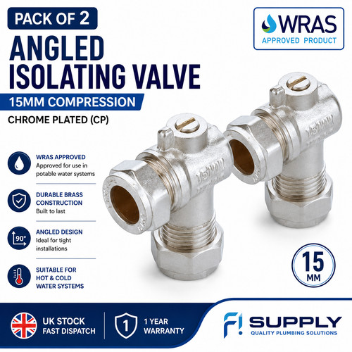 Angled isolating valve 15mm - isolating,