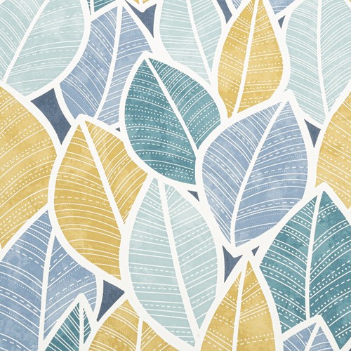 Blue teal tropical leaf - blue,