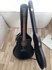 HUDSON HF120 ACE BLK ELECTRO ACOUSTIC GUITAR + HARD CASE