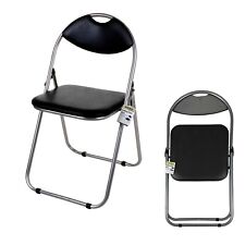 Soft Padded Folding Chair Office Seat Back Rest Black Metal Frame Meeting Stool