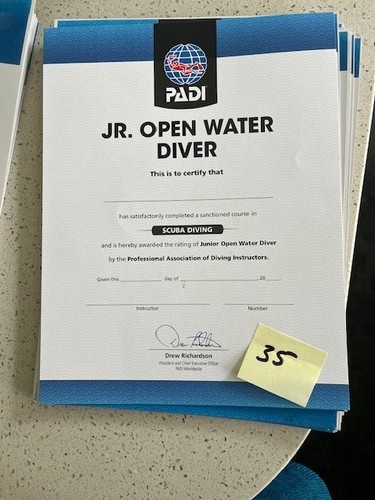 Padi certificate jnr open - jnr,