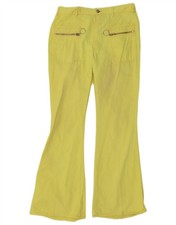 VINTAGE Womens Flare Casual Trousers W30 L30 Yellow QO04