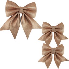 Christmas Champagne Gold Glitter Bows Tree Decoration - Choose Size