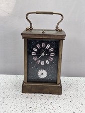 BLACK ENAMELLED DIAL REPRODUCTION REPEAT ALARM CARRIAGE CLOCK 