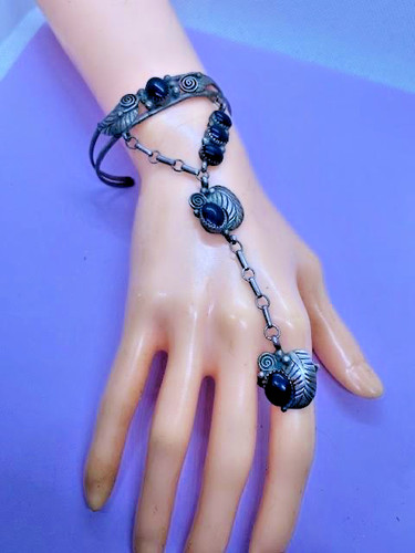 Vtg sterling silver onyx - vtg,