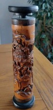 CHINESE ANTIQUE  BAMBOO INCENSE BURNER, HAND CARVED 