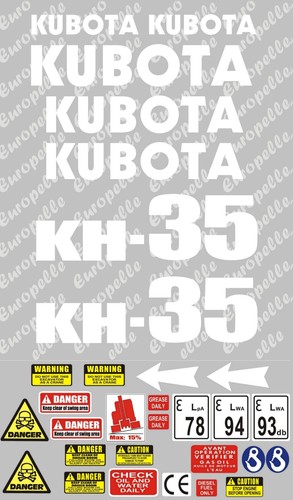 Decal sticker set kubota kh35 - kubota,