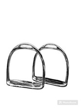 Pair Of Rocking Horse Stirrups Cast Brass Nickel Plate 3" sole