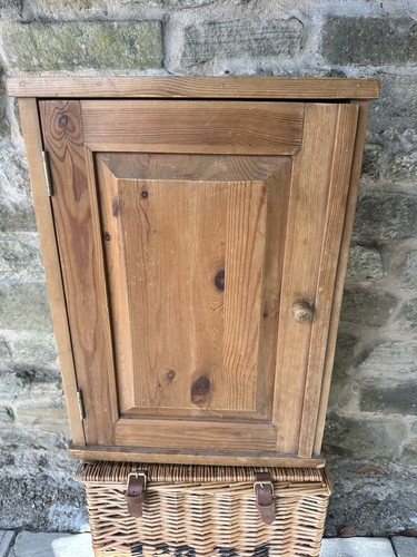 Vintage pine wall cabinet - pine,