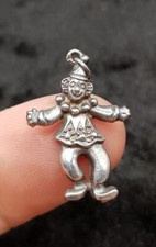 Vintage Sterling 925 Silver Circus Clown Pendant Charm - Great Detail 