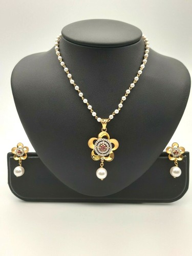 22k yellow gold crystal pearl - yellow,