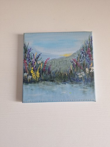 Acrylic landscape flowers - acrylic,