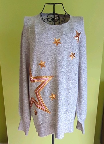 Love roses grey star sequin - grey,