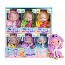 6PCS Mini Reborn Doll Set with Animal Clothes Sleeping Dolls for Kids Girls Gift