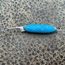 Antique Guilloche Enamel Button Hook Miniature Chatelaine Fob Pendant Sewing