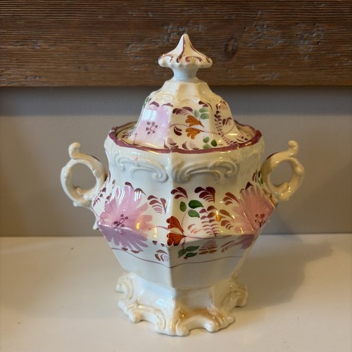 Pink floral sugar bowl - pink,
