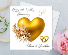Personalised 50th Gold Wedding Anniversary Card For Couple , Husband , Wife