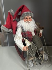 Vintage Traditional Santa & Rocking Chair Decoration Figure 15”w Teddy & Scroll