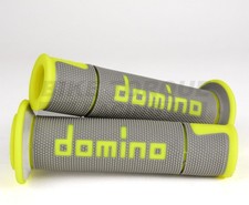 Genuine Domino Road & Race Grey & Fluo A450 Diamond Grips for Café Racer Bikes