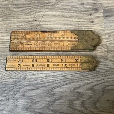 2 X Vintage Rabone Folding Rulers Boxwood/Brass